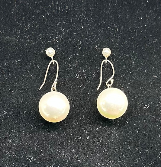 Real White Pearl Large drop Earrings