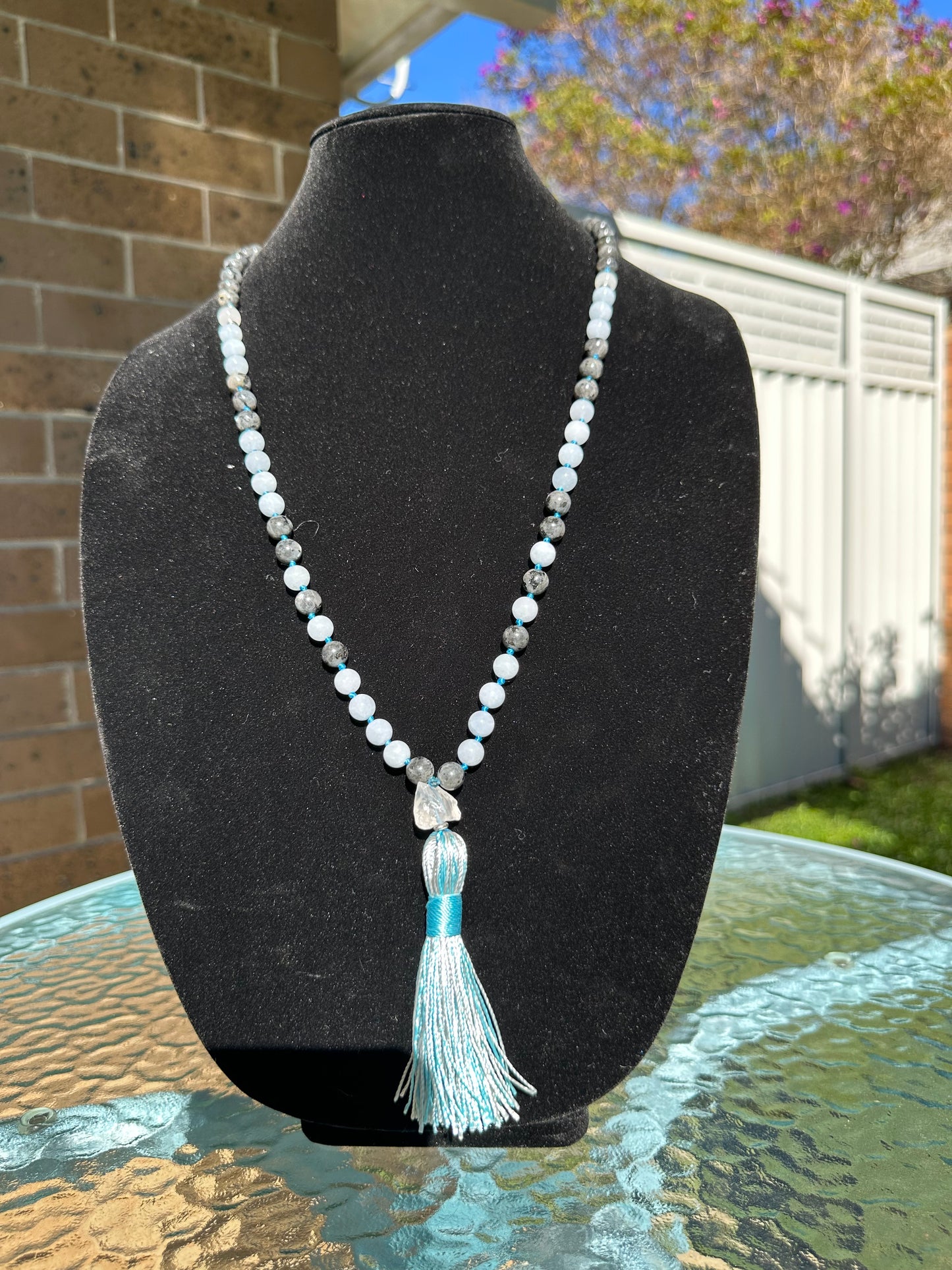 8mm Gray Larvikite Mala