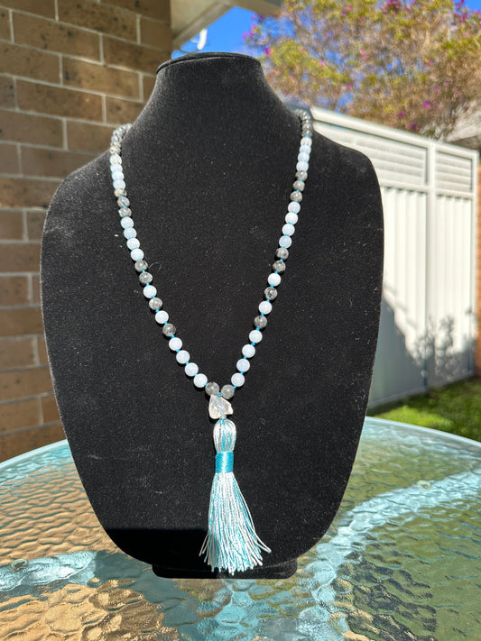 8mm Gray Larvikite Mala