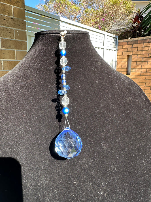 Blue and Clear Crystal Suncatcher