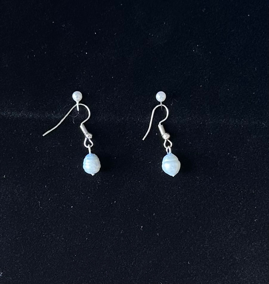 Natural Blue Pearl Earrings