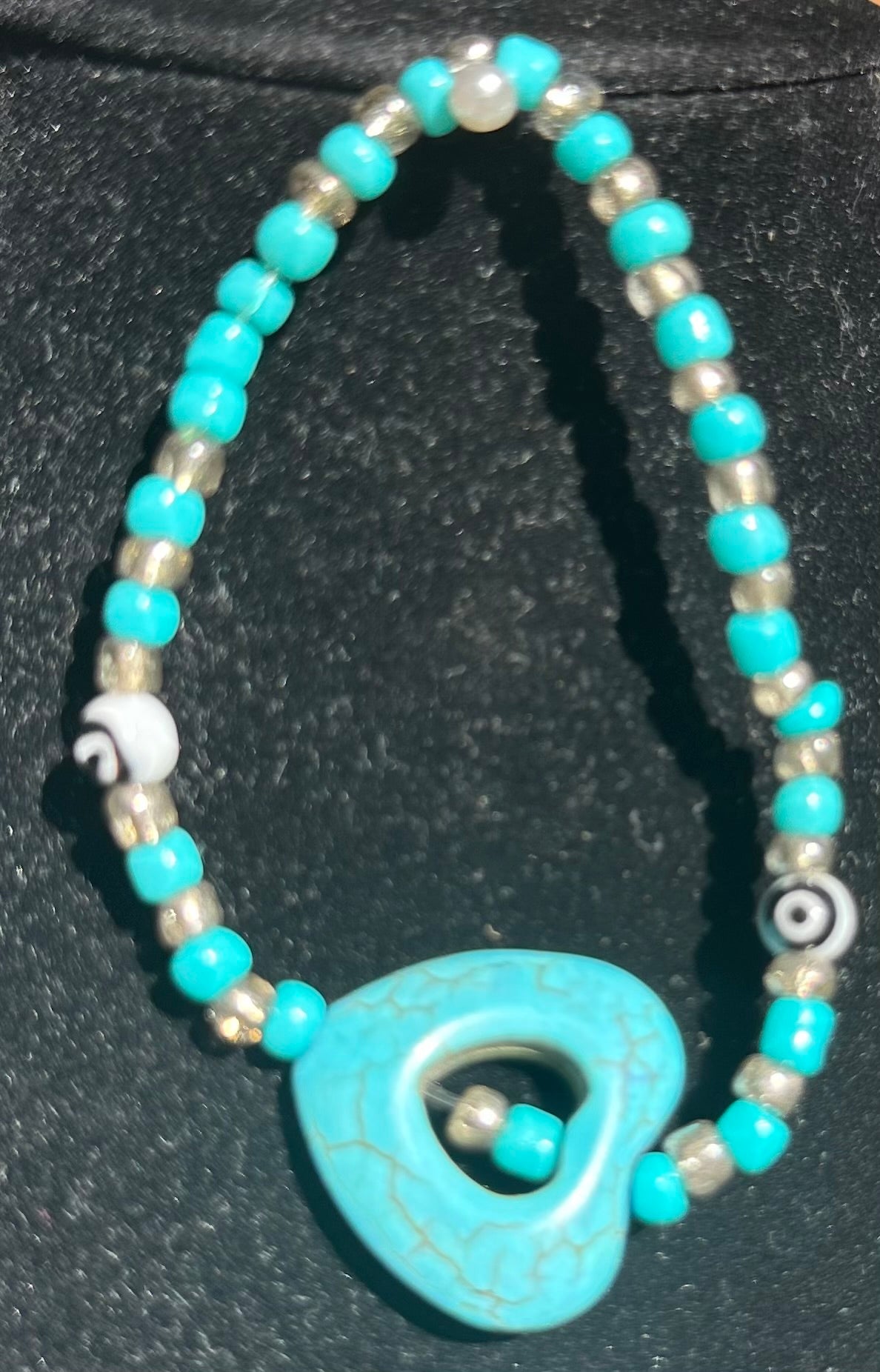 Turquoise heart and beaded Bracelet