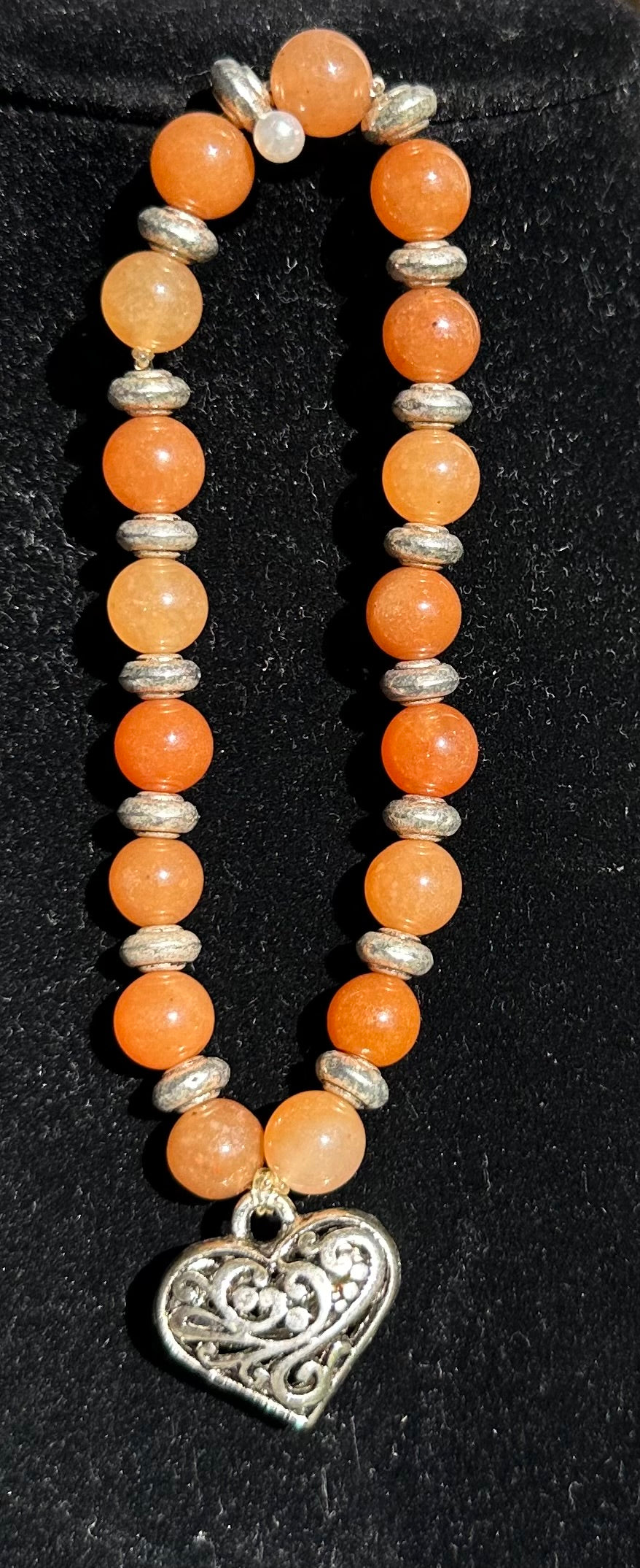 Carnelian and silver heart Bracelet