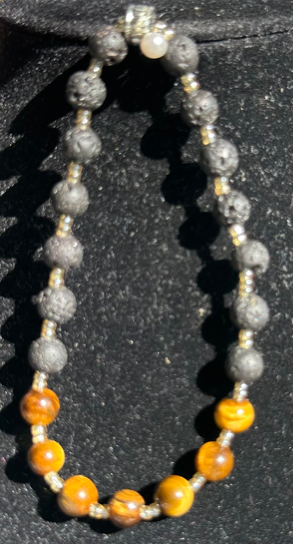 Tigers Eye and lava stone  Bracelet