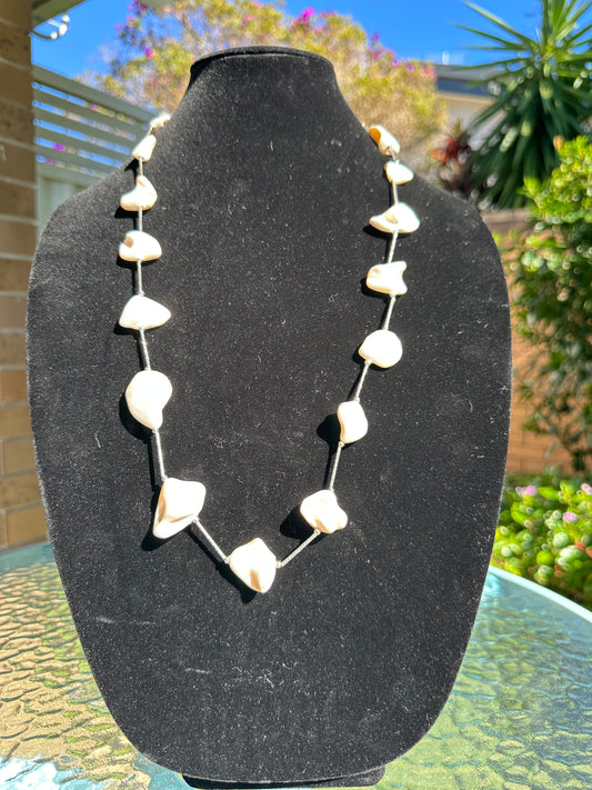 Natural pearl baroque and silver necklace