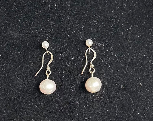 Real Lavender pearl drop earrings