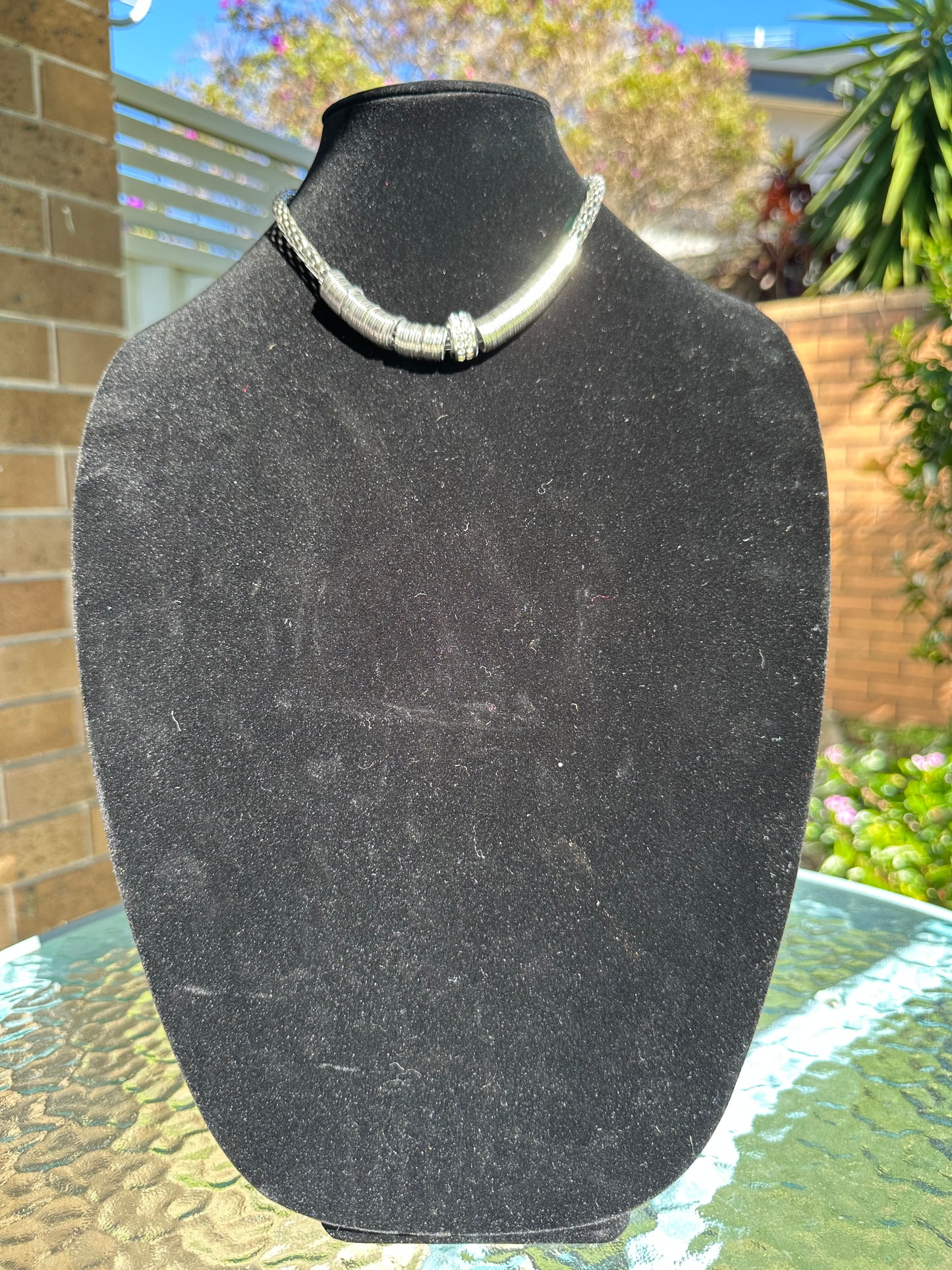 Silver ringed necklace