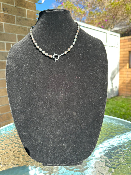 Black pearl and Swarovski crystal necklace