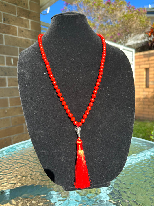 8mm natural red turquoise Mala