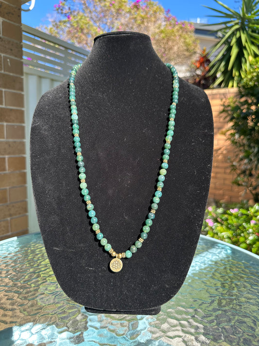 Moss agate Prayer bead Necklace