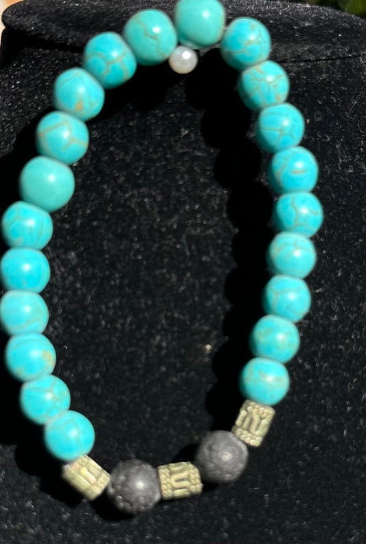 Turquoise and lava bead Bracelet