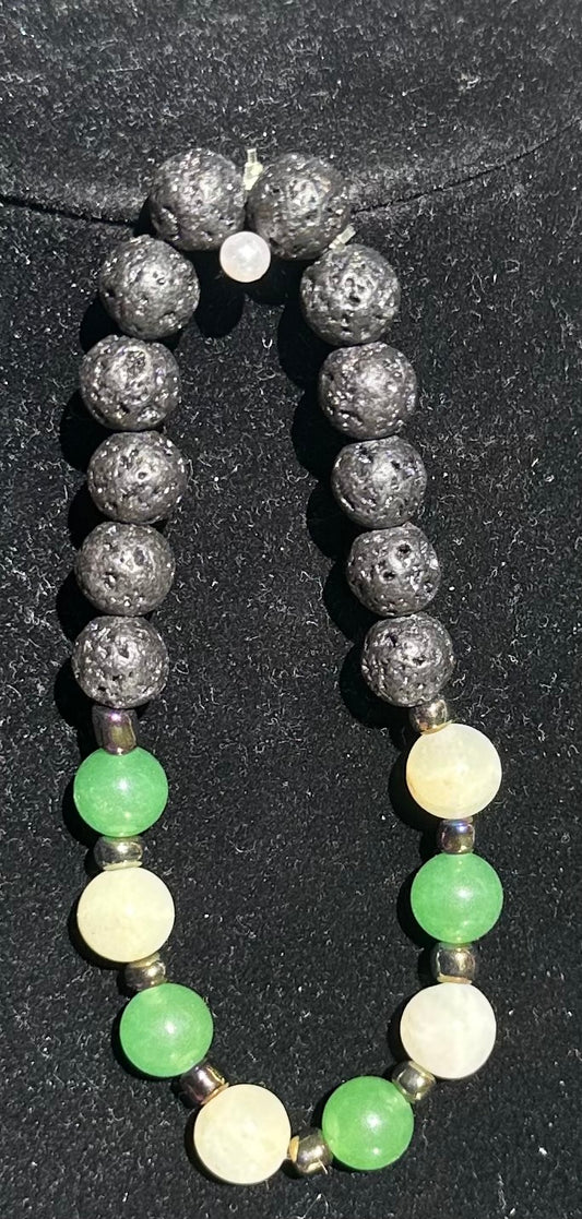Aventurine and lava stone bracelet