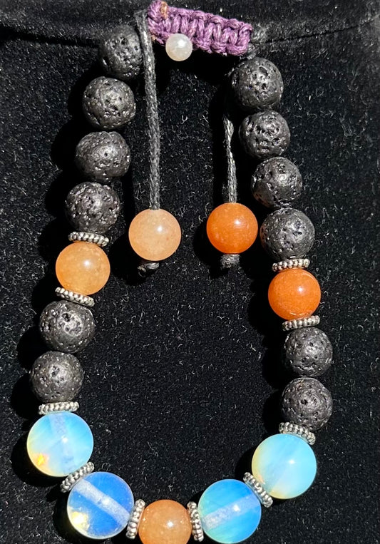 Opalite, carnelian and lava stone Bracelet