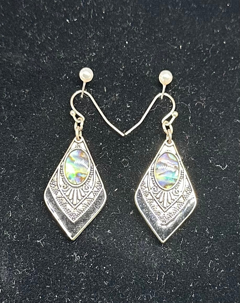 NZ Paua and Silver Earrings