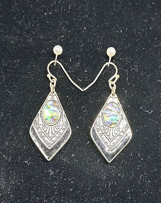 NZ Paua and Silver Earrings
