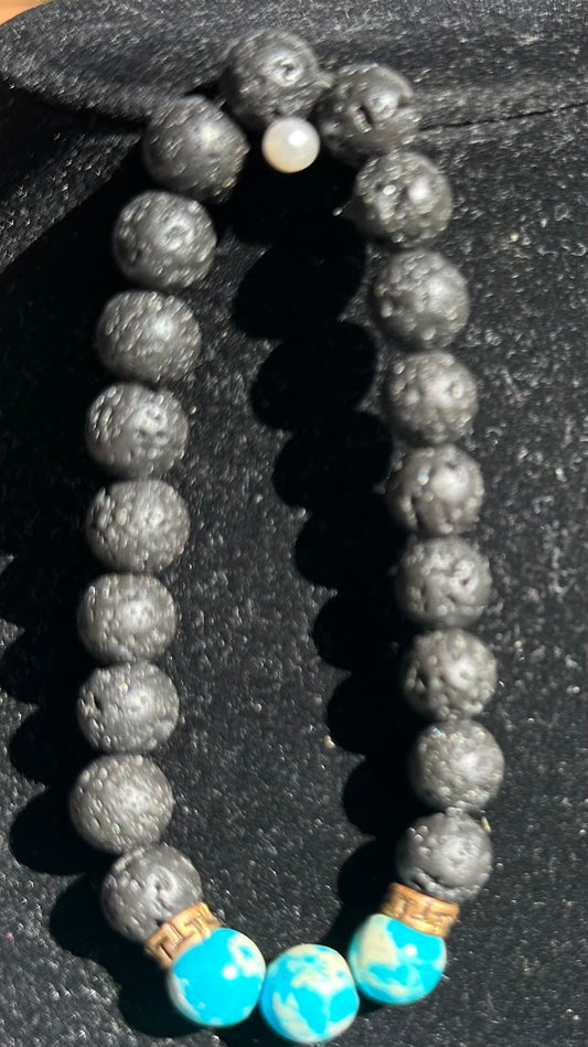 Turquoise and lava stone Bracelet