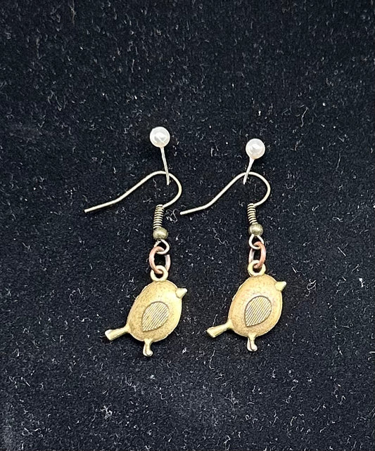 Bronze Bird Drop Earrings