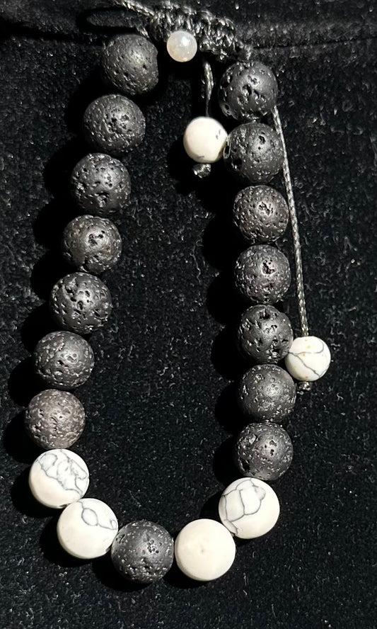 Howlite and lava stone Bracelet