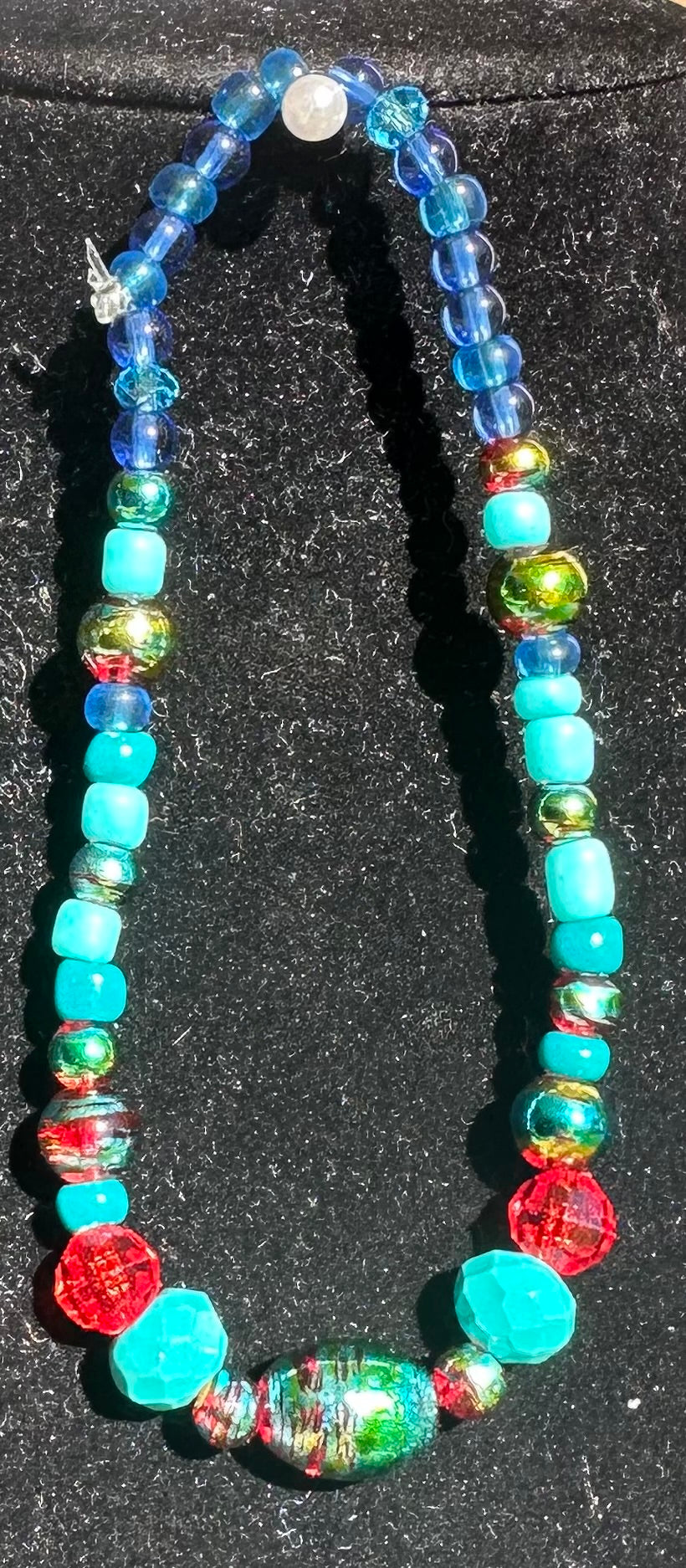 Blue coloured Christmas beaded Bracelet