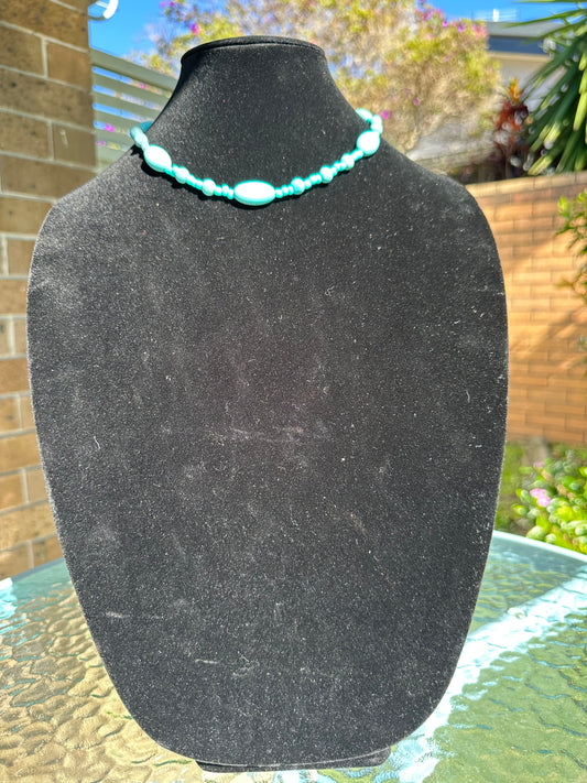 Natural turquoise and bead Necklace