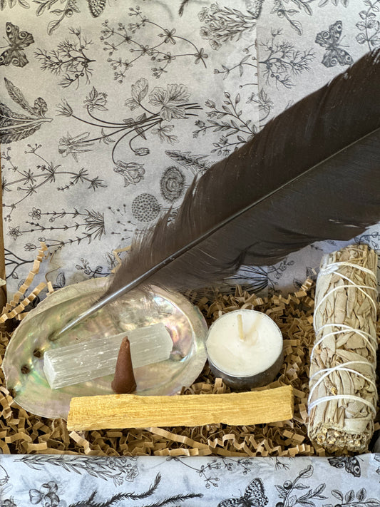 Sage Smudge kit - black feather