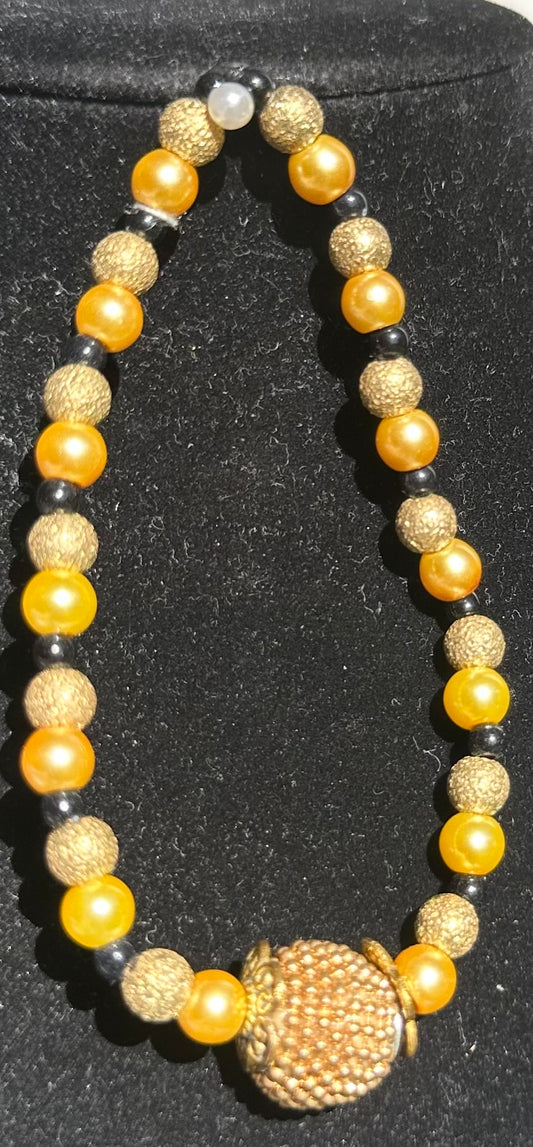 Gold and black beaded Bracelet