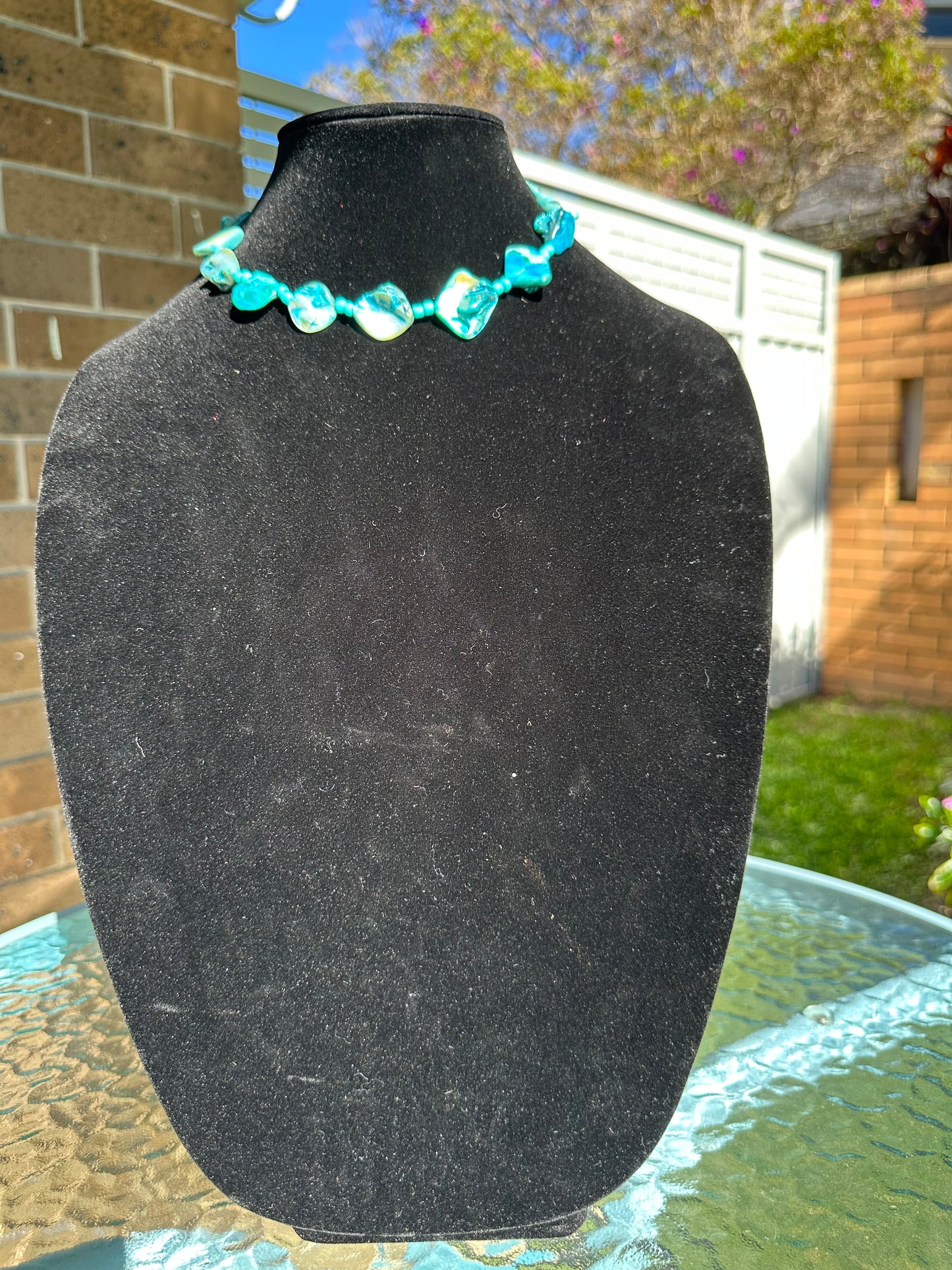 Blue keshi pearl necklace
