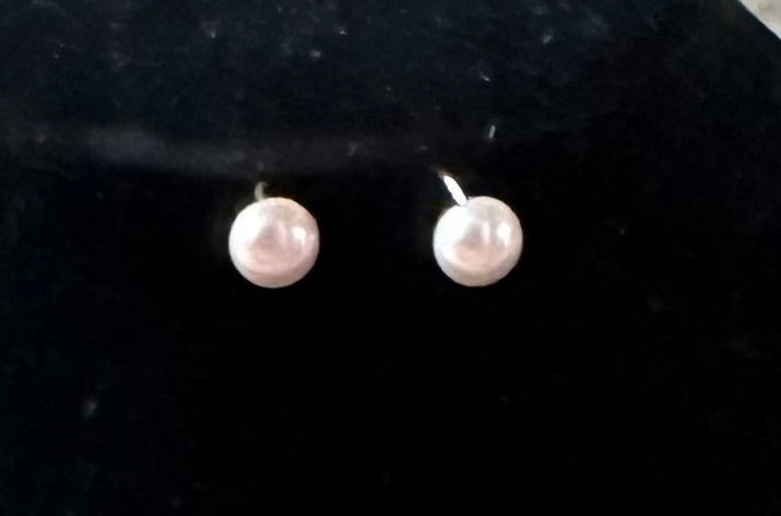 Real Pink pearl stud earrings