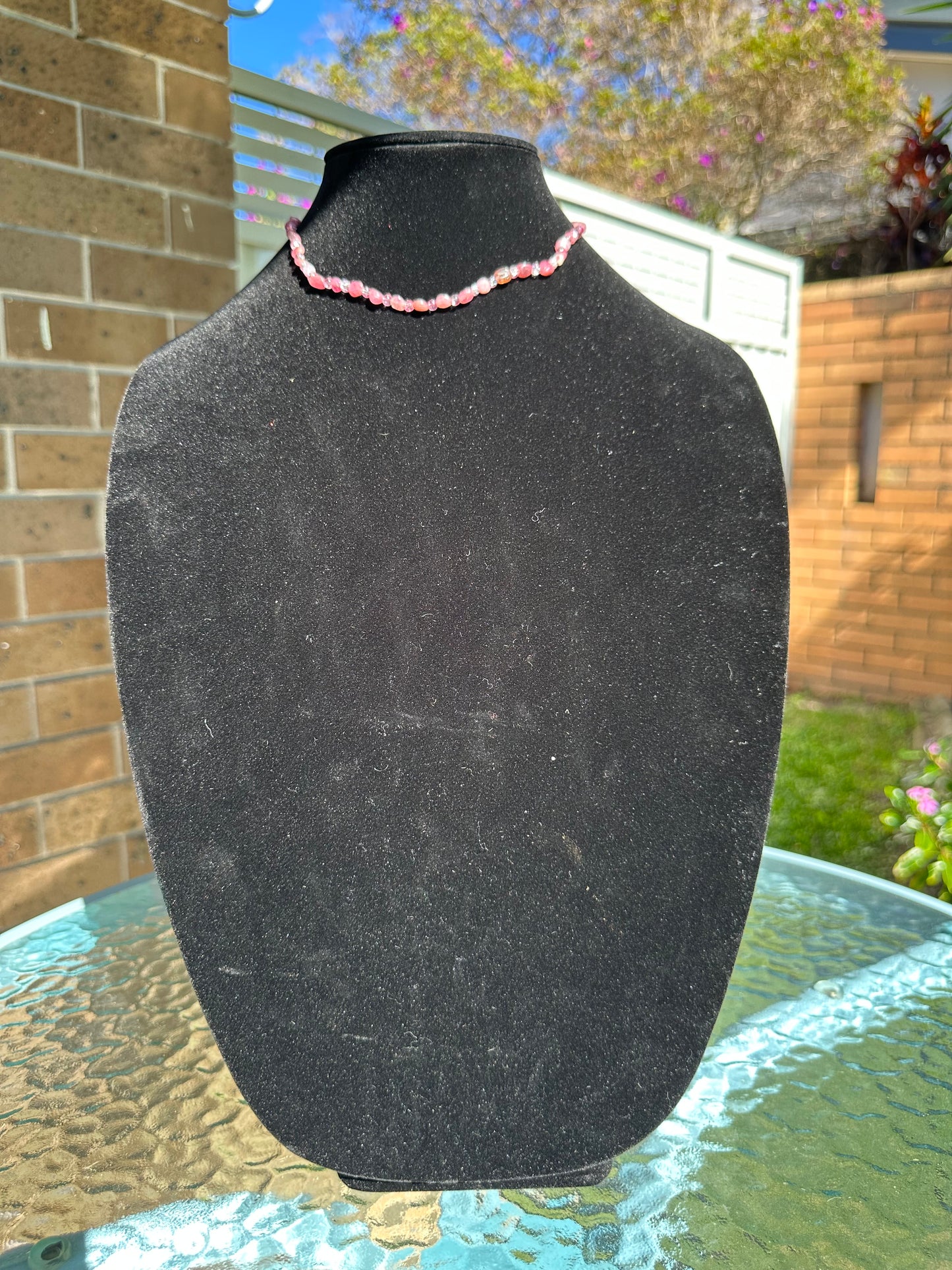 Pink tourmaline and bead Necklace