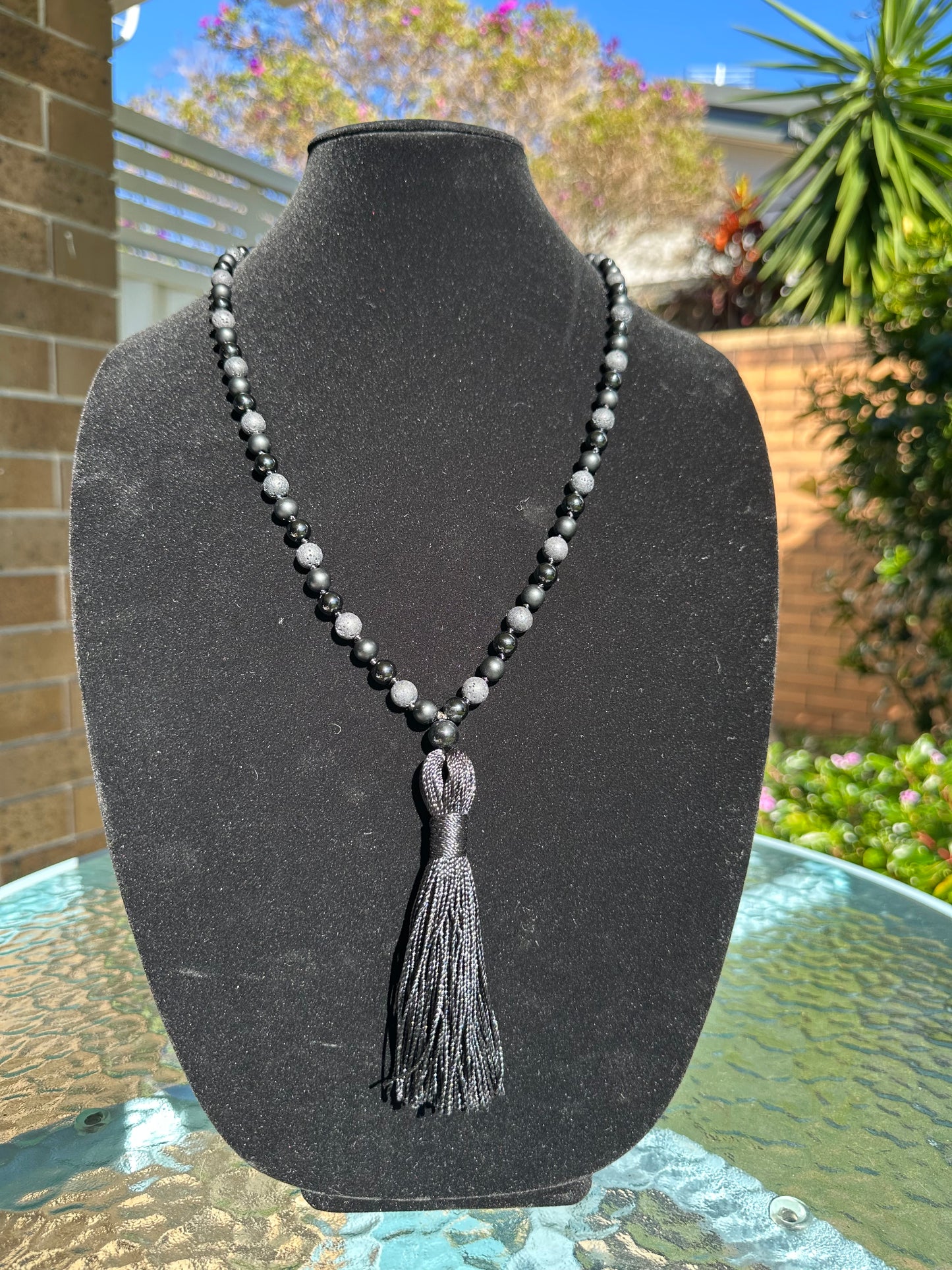 Black Onyx and Lava stone Mala