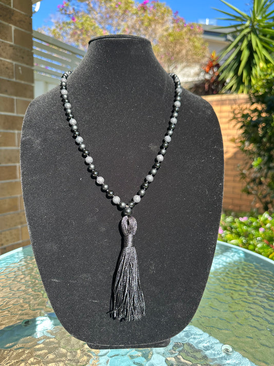 Black Onyx and Lava stone Mala