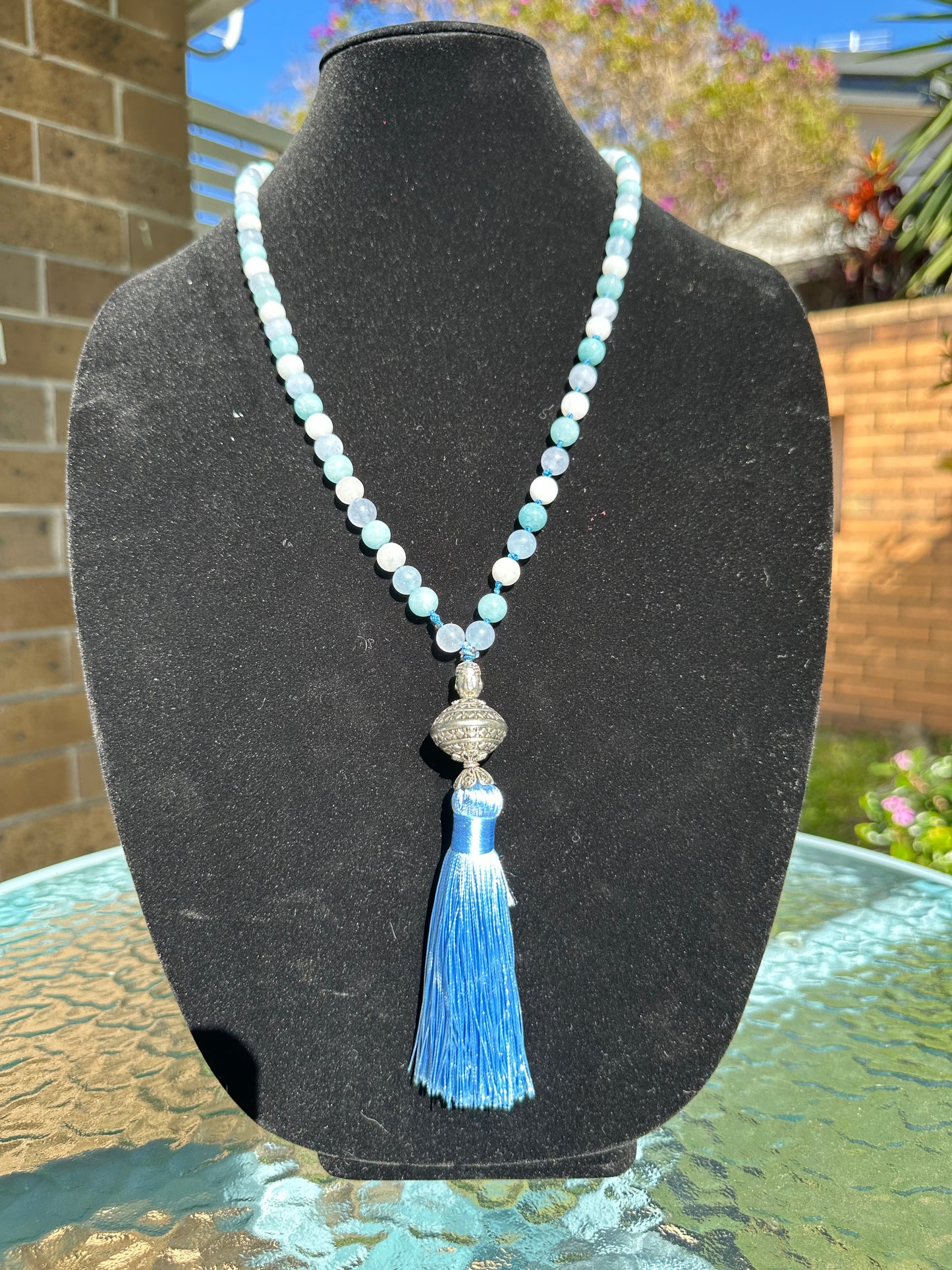 Natural light blue Aventurine  Mala