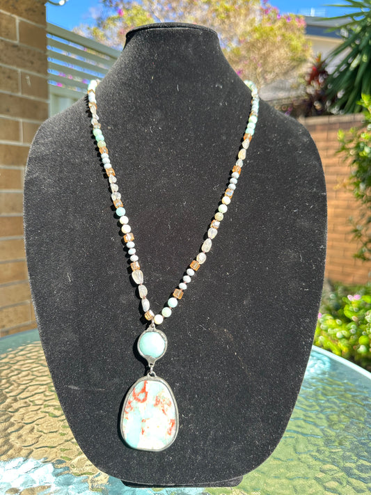Green Aventurine, Moonstone Necklace