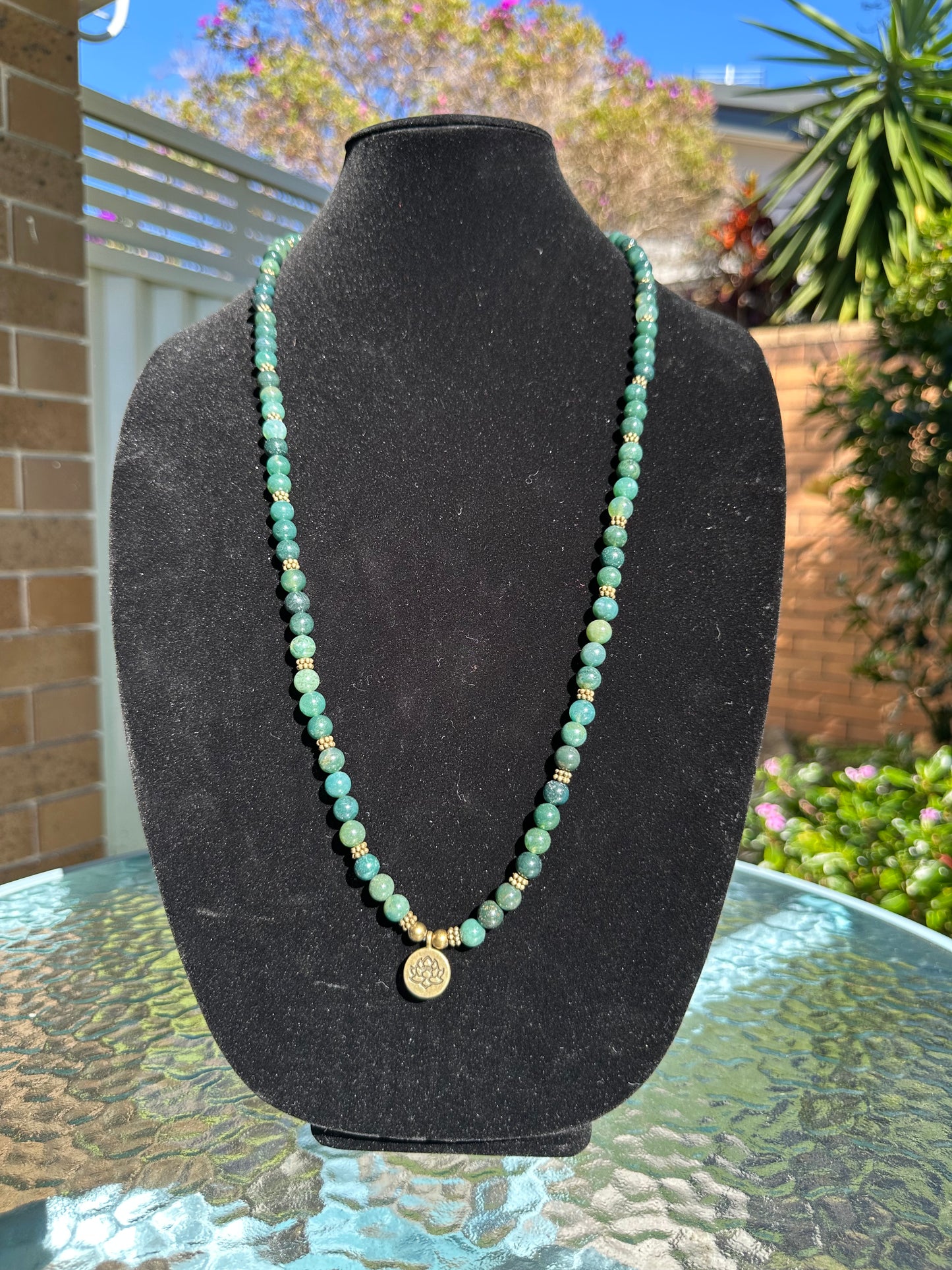 Moss agate Prayer bead Necklace