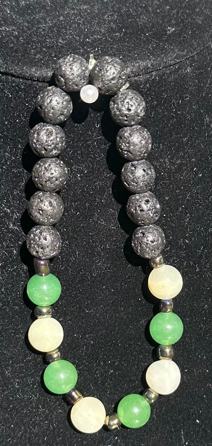 Aventurine and lava stone bracelet
