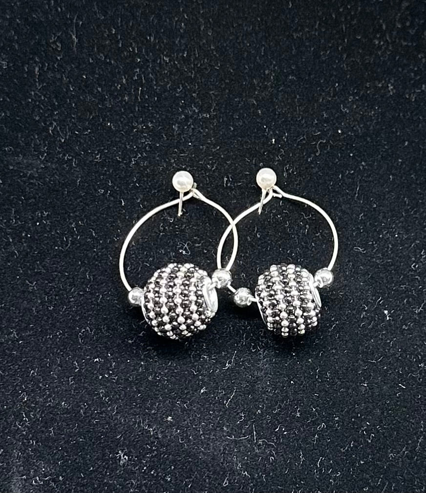 Ladies Fashion ball and hoop earrings