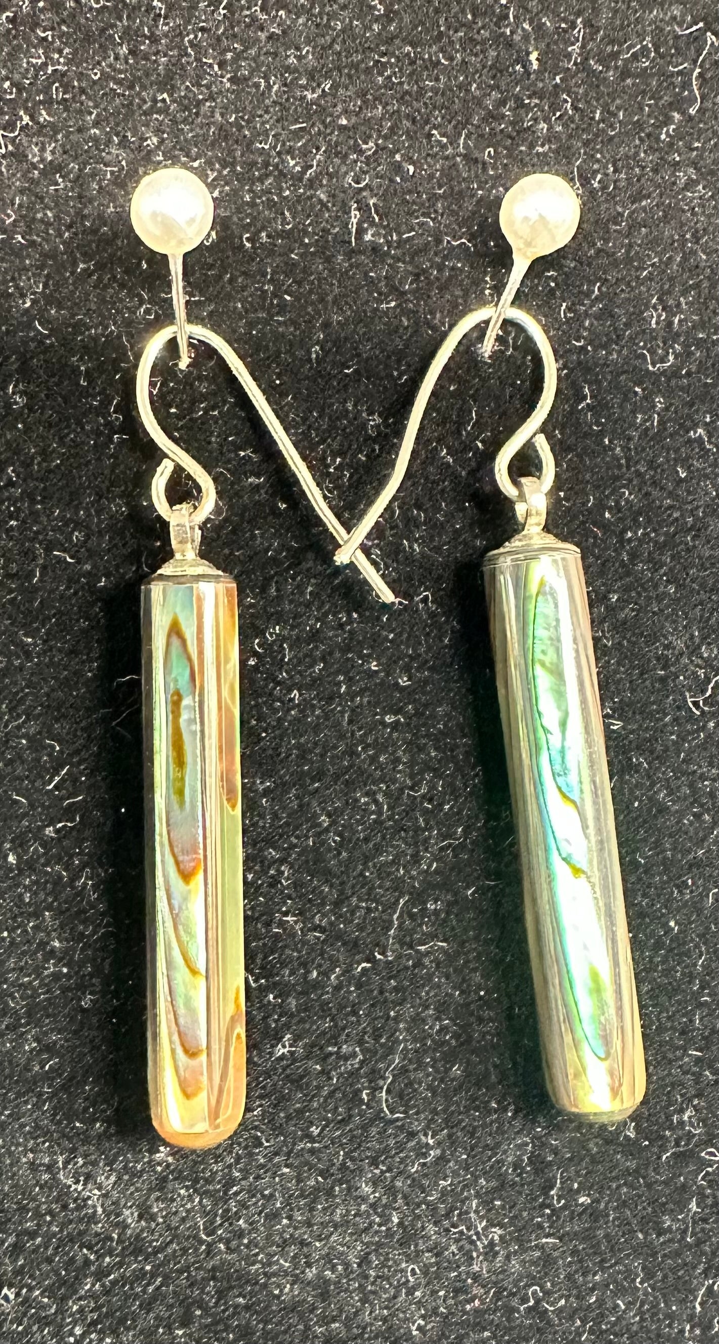 NZ Paua  and Stirling Silver Pendant Earrings