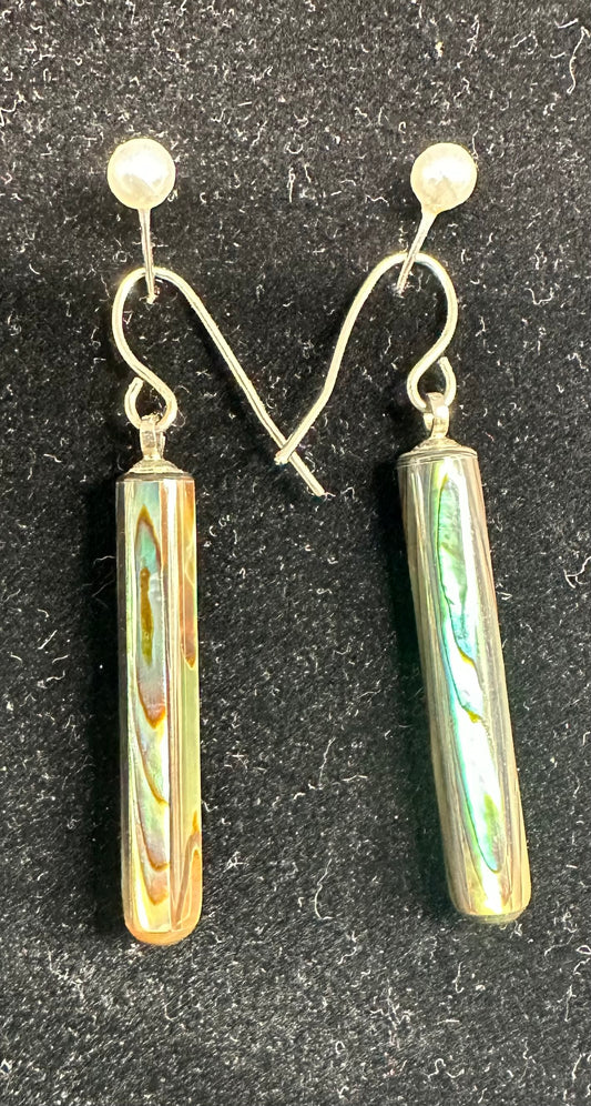 NZ Paua  and Stirling Silver Pendant Earrings