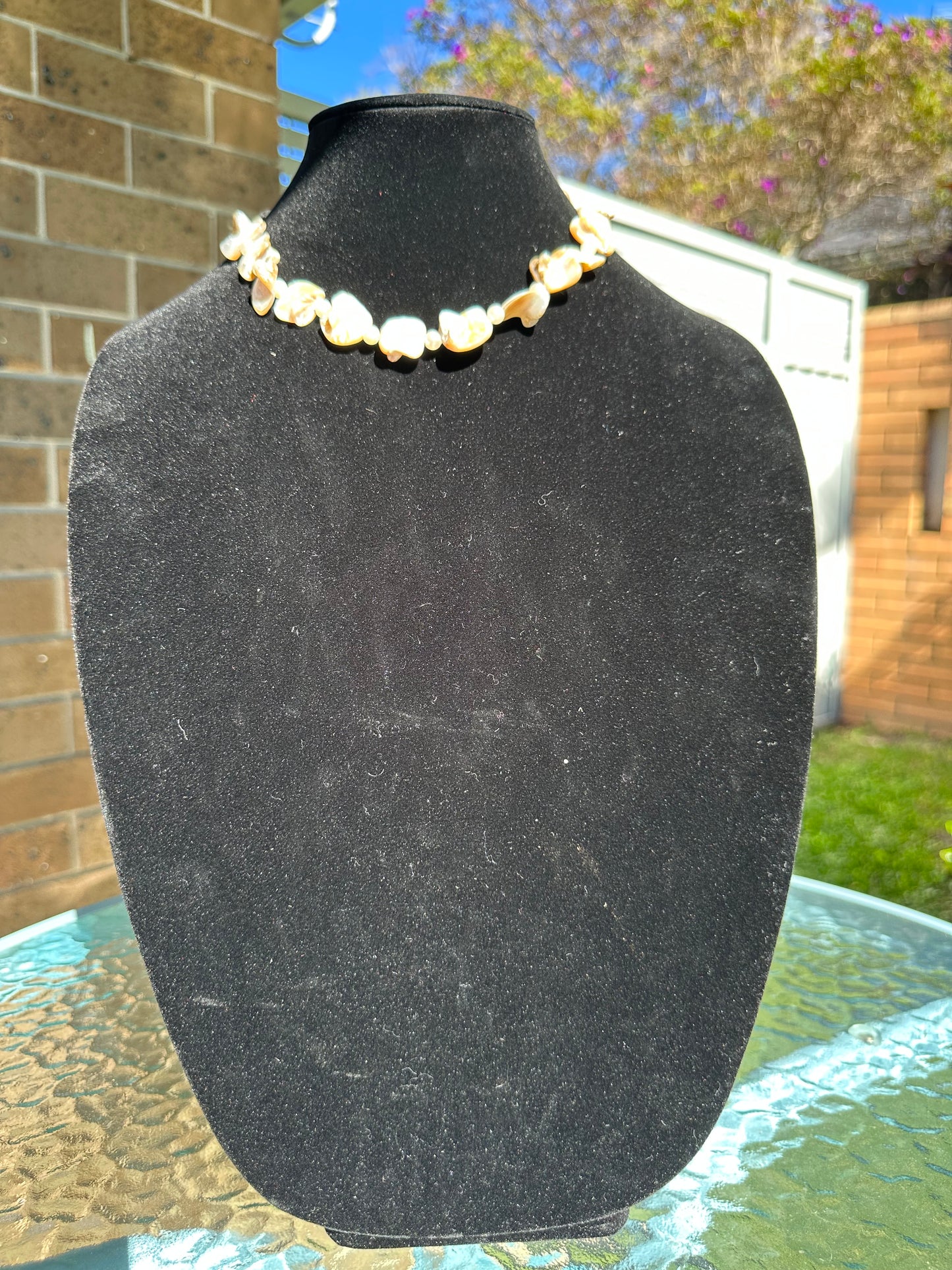 White Keshi pearl and bead necklace