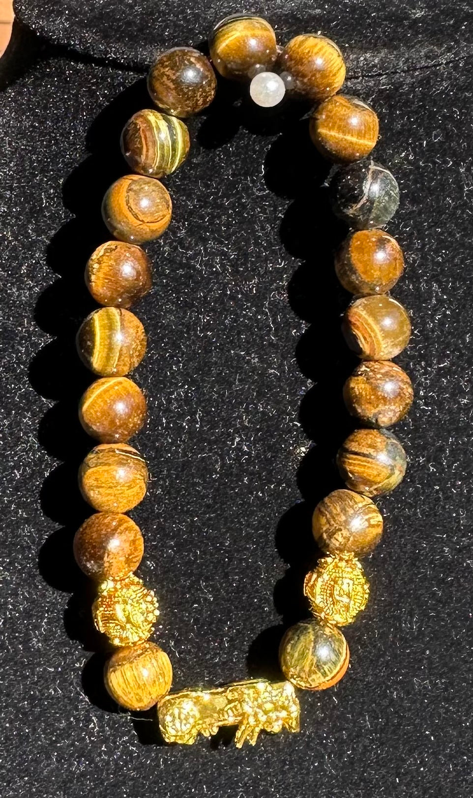 Tigers eye with gold lion Bracelet